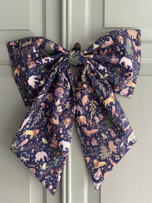 Liberty Oversized Christmas Bow Navy