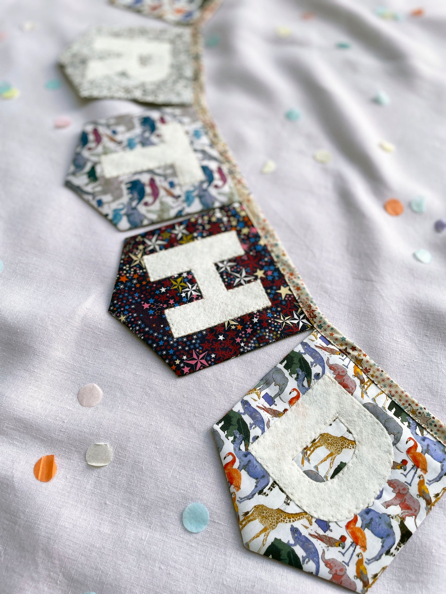 Liberty Print Happy Birthday Bunting Animals and Stars