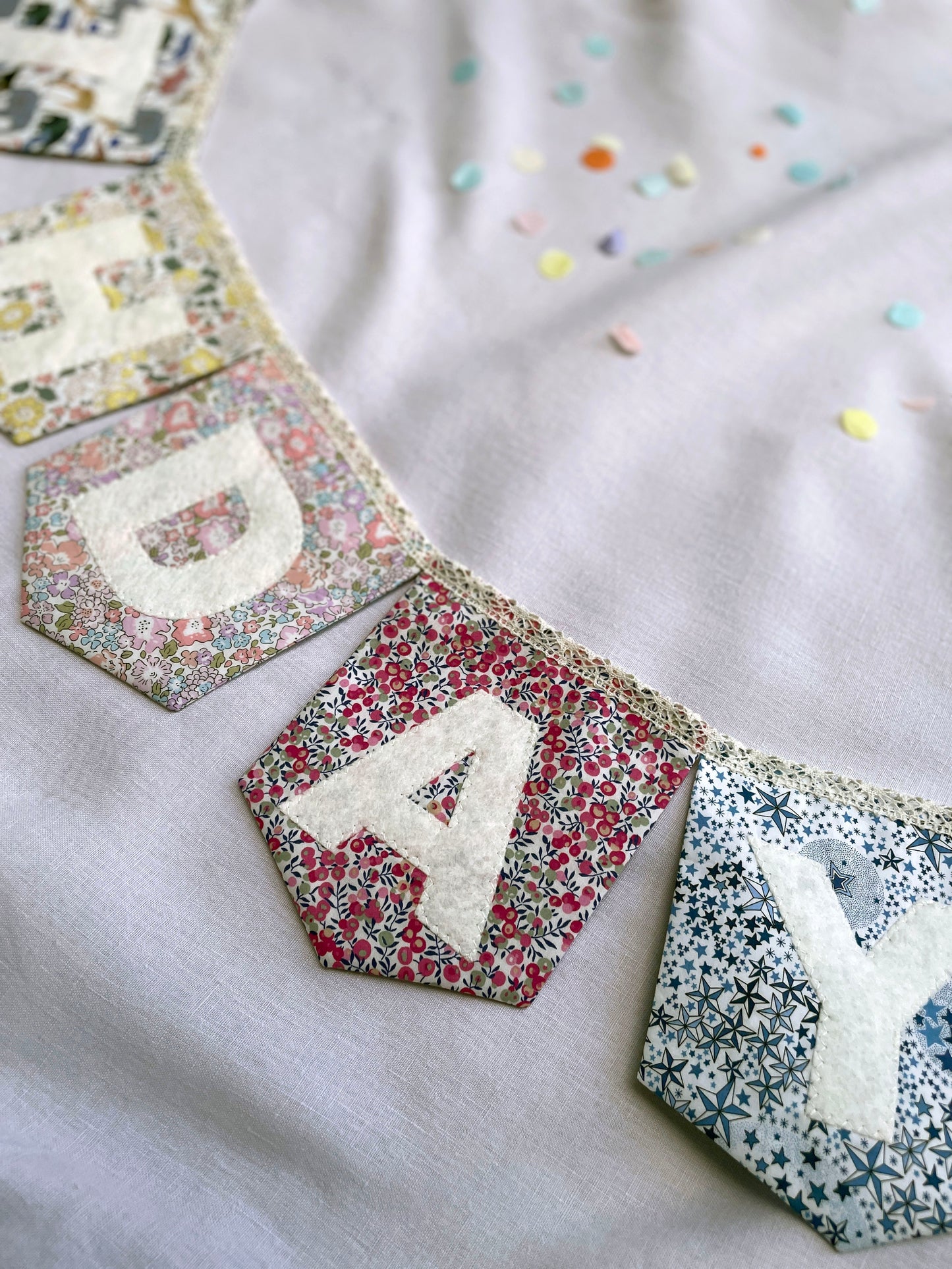 Liberty Print Happy Birthday Bunting Close Up