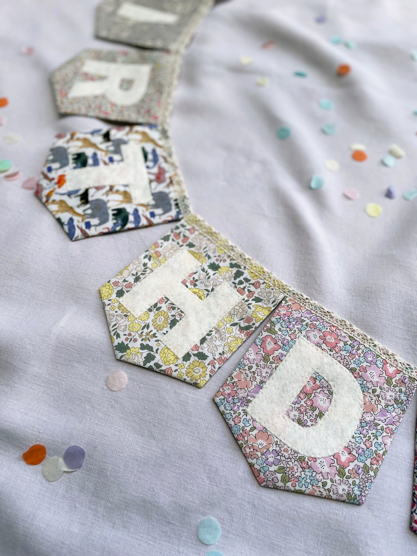 Liberty Print Happy Birthday Bunting Close Up