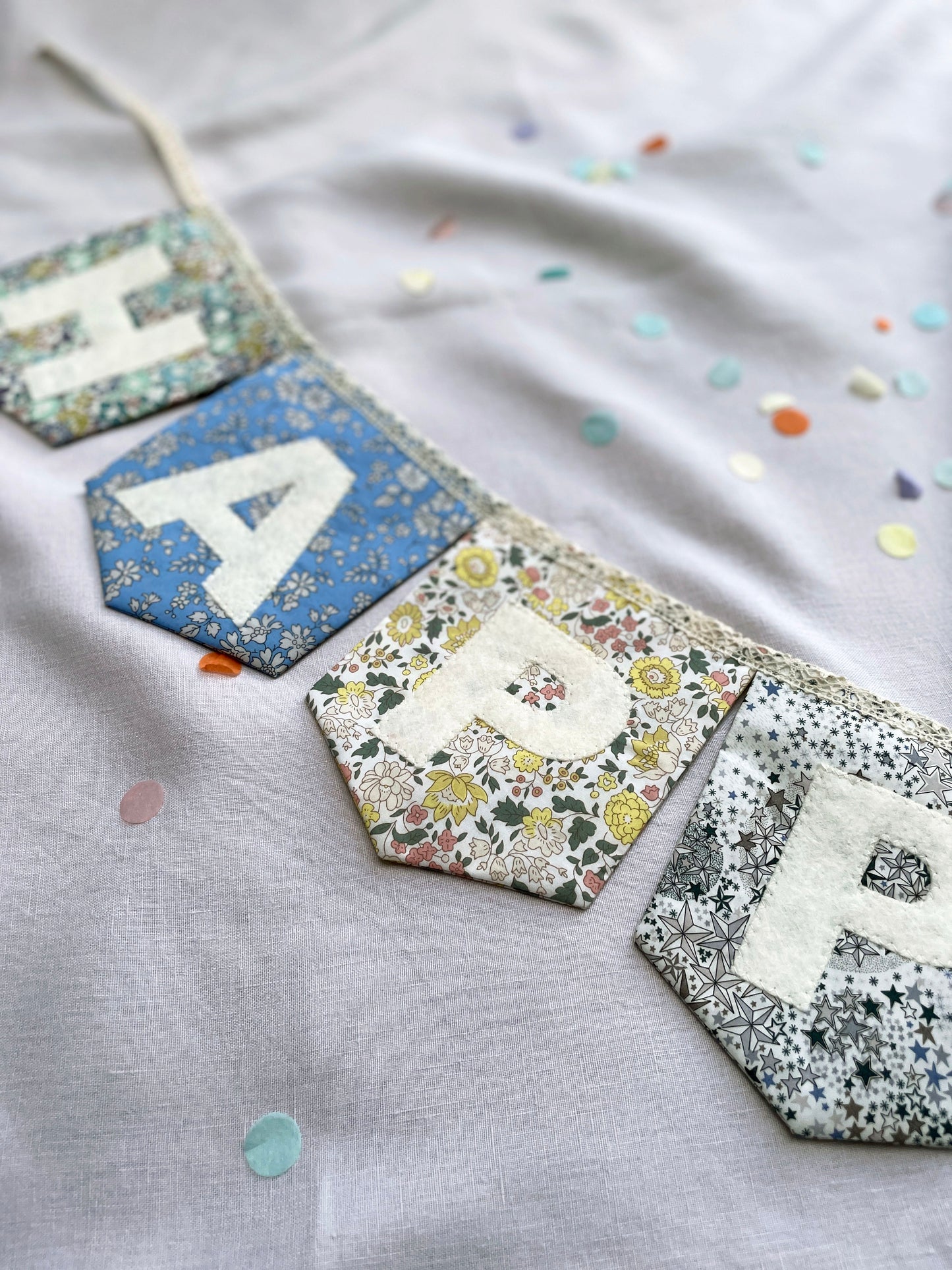 Liberty Print Happy Birthday Bunting Close Up