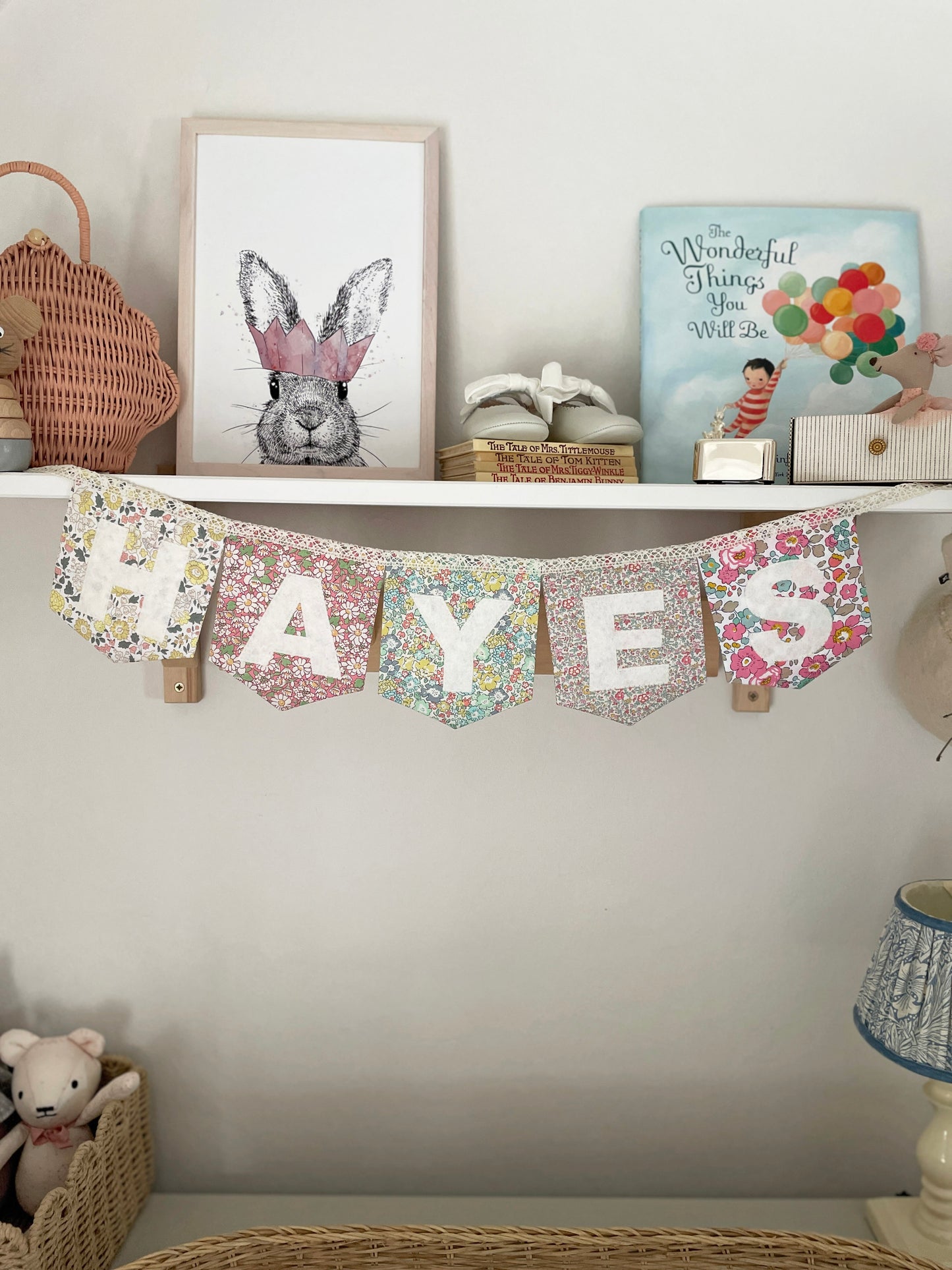Liberty Print Name Bunting Cottage Style Nursery Decor