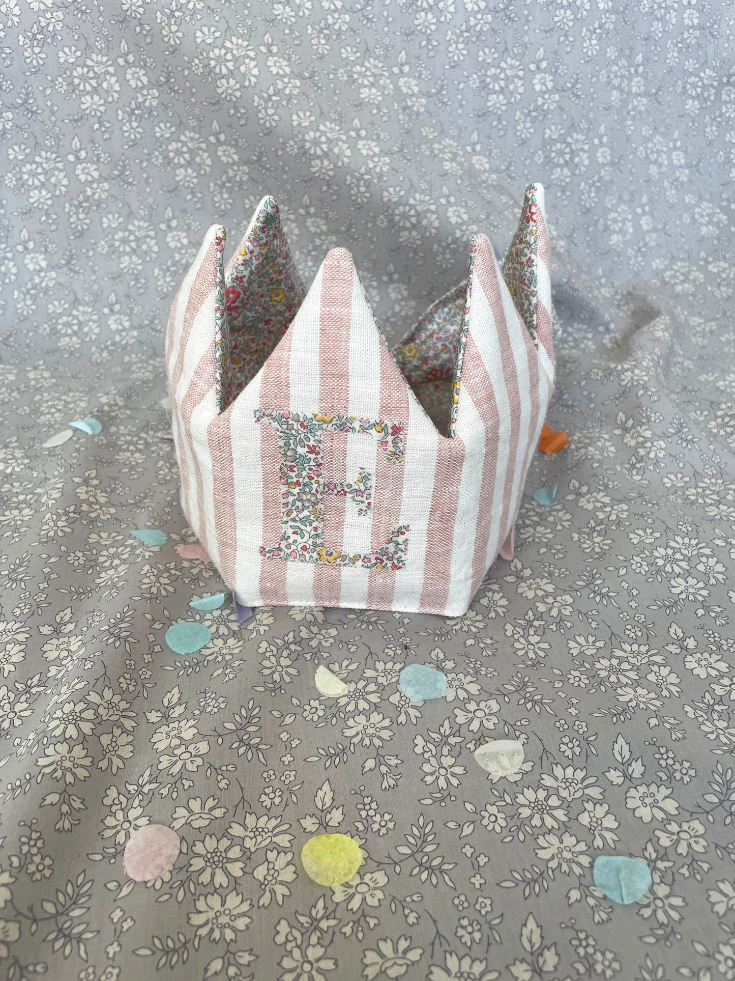 Rose Stripe Linen Birthday Crown