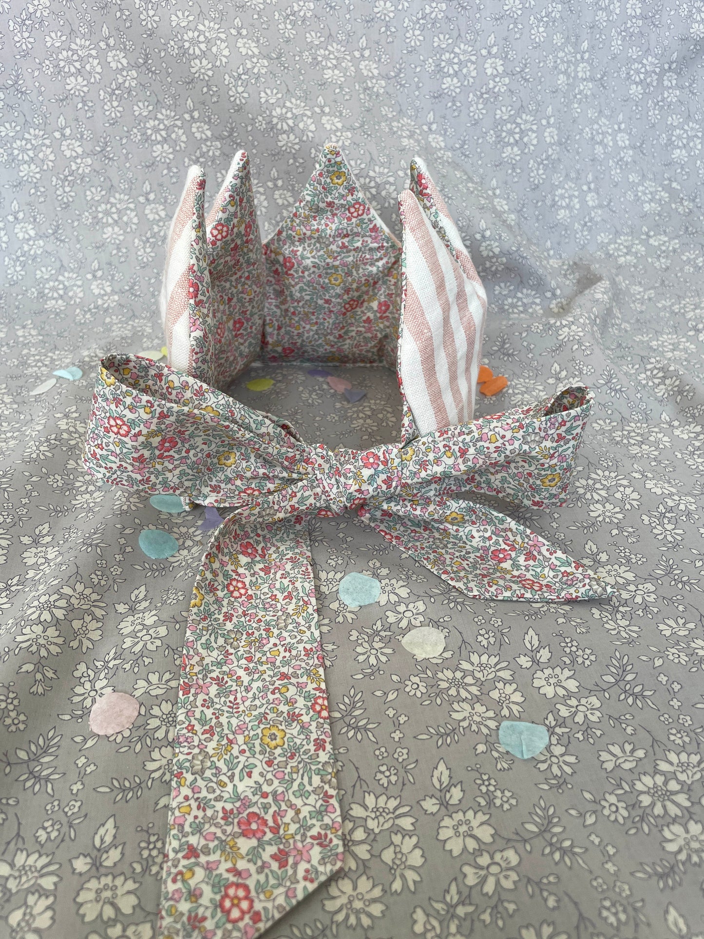 Rose Stripe Linen Birthday Crown