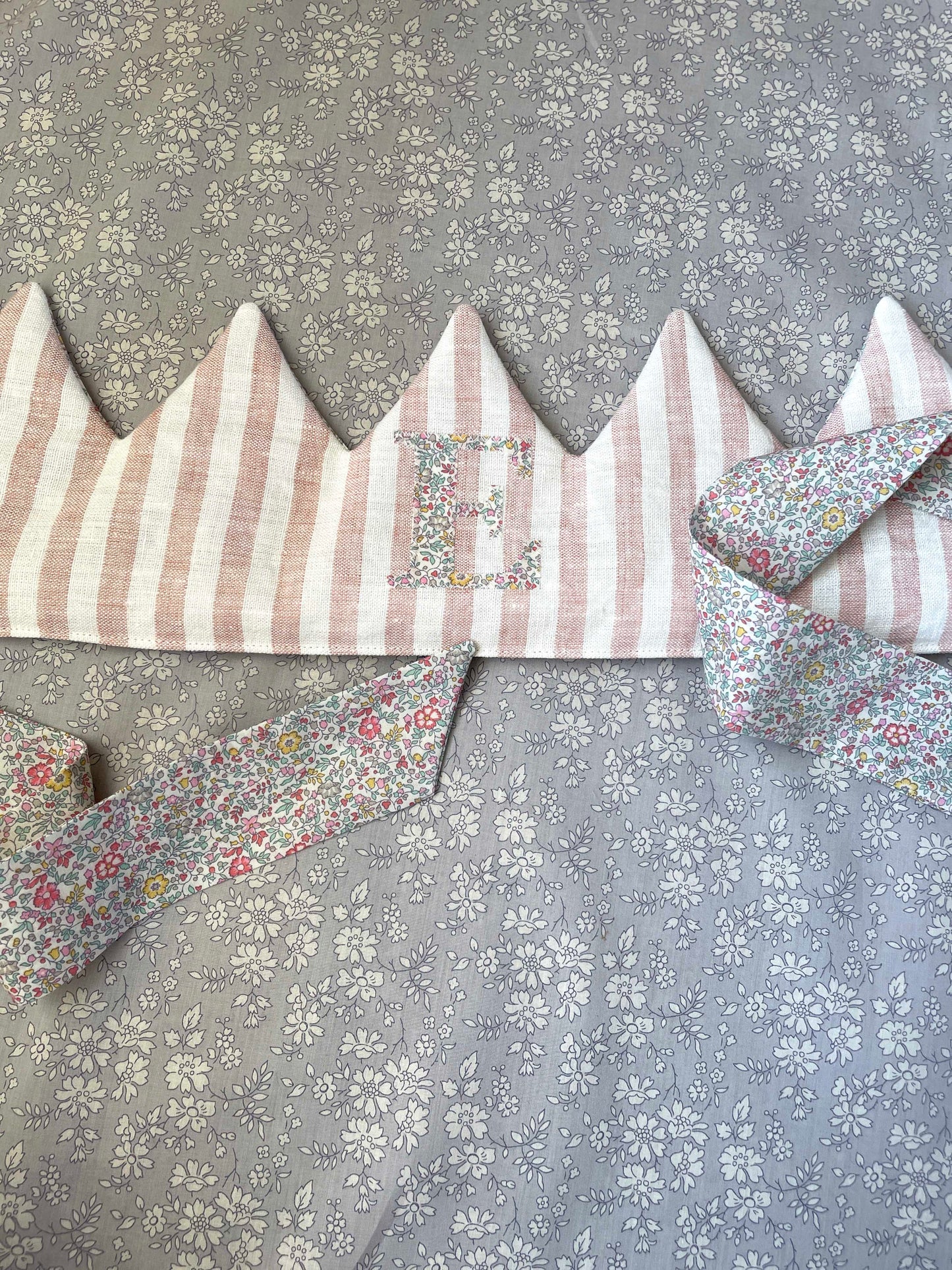 Rose Stripe Linen Birthday Crown