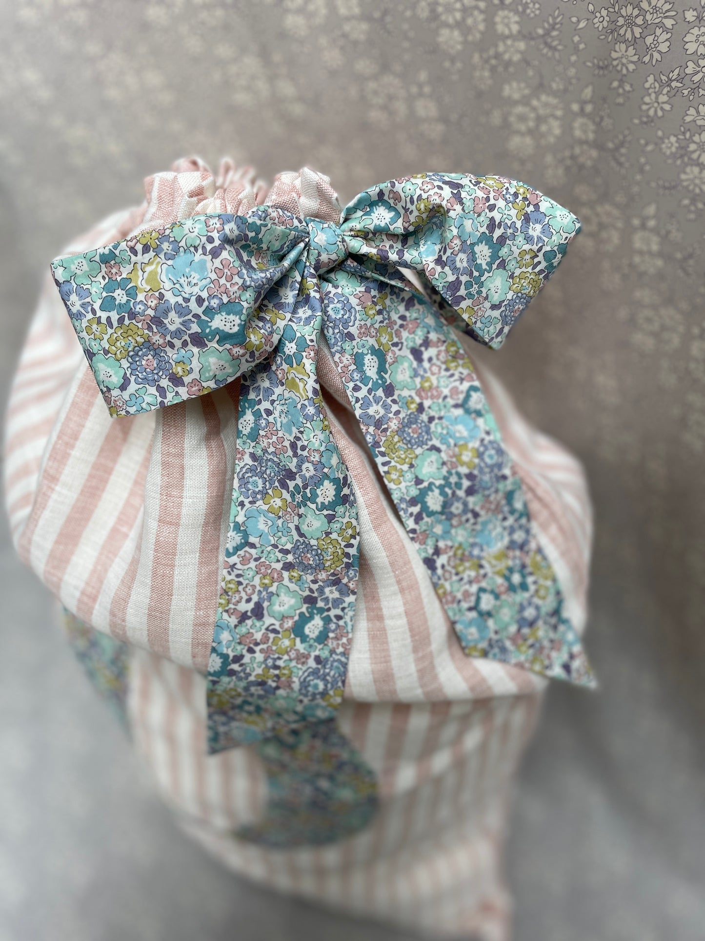 Rose Linen Stripe Personalised Gift Sack