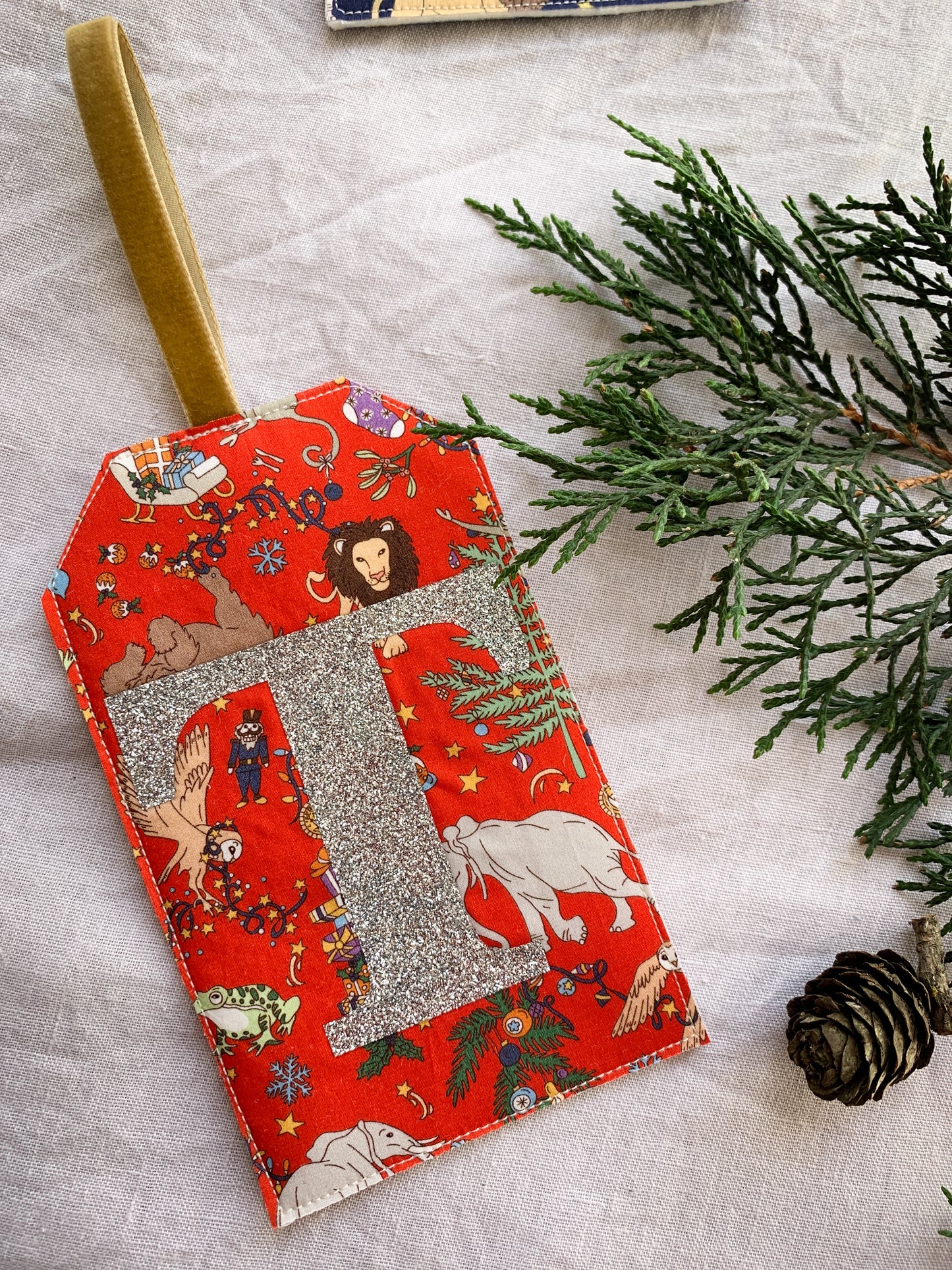 Large Gift Sack Liberty Monogrammed Gift Tag