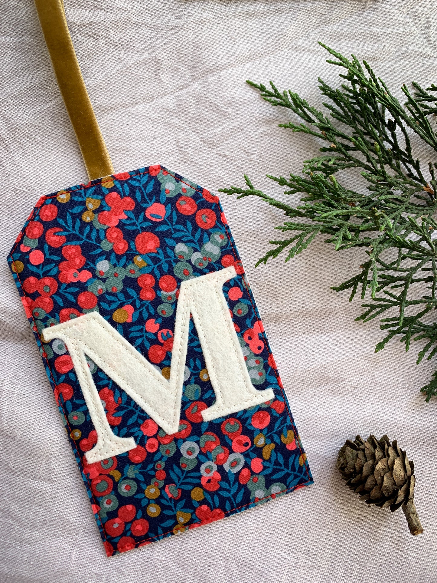 Large Gift Sack Liberty Monogrammed Gift Tag