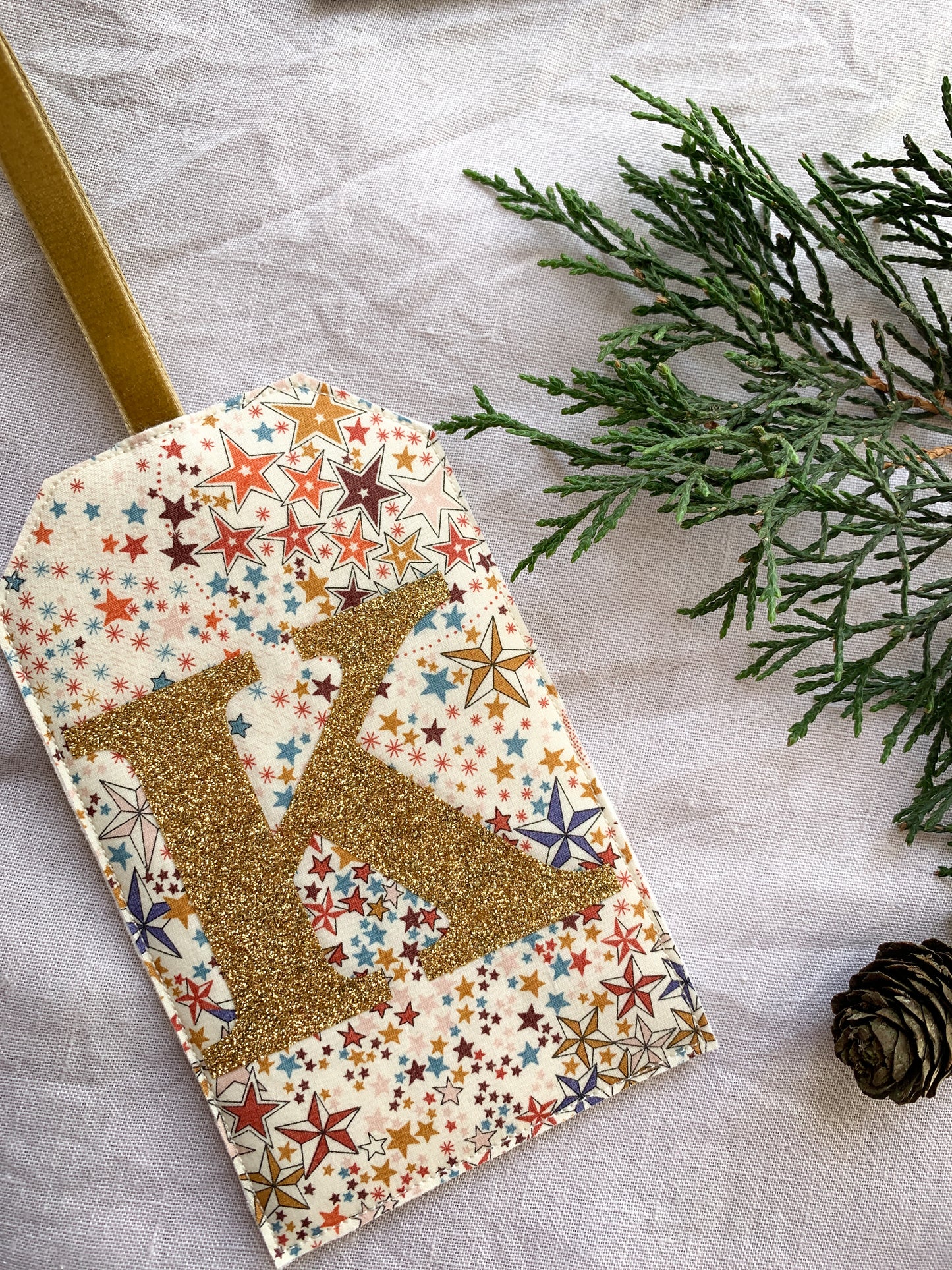 Large Gift Sack Liberty Monogrammed Gift Tag