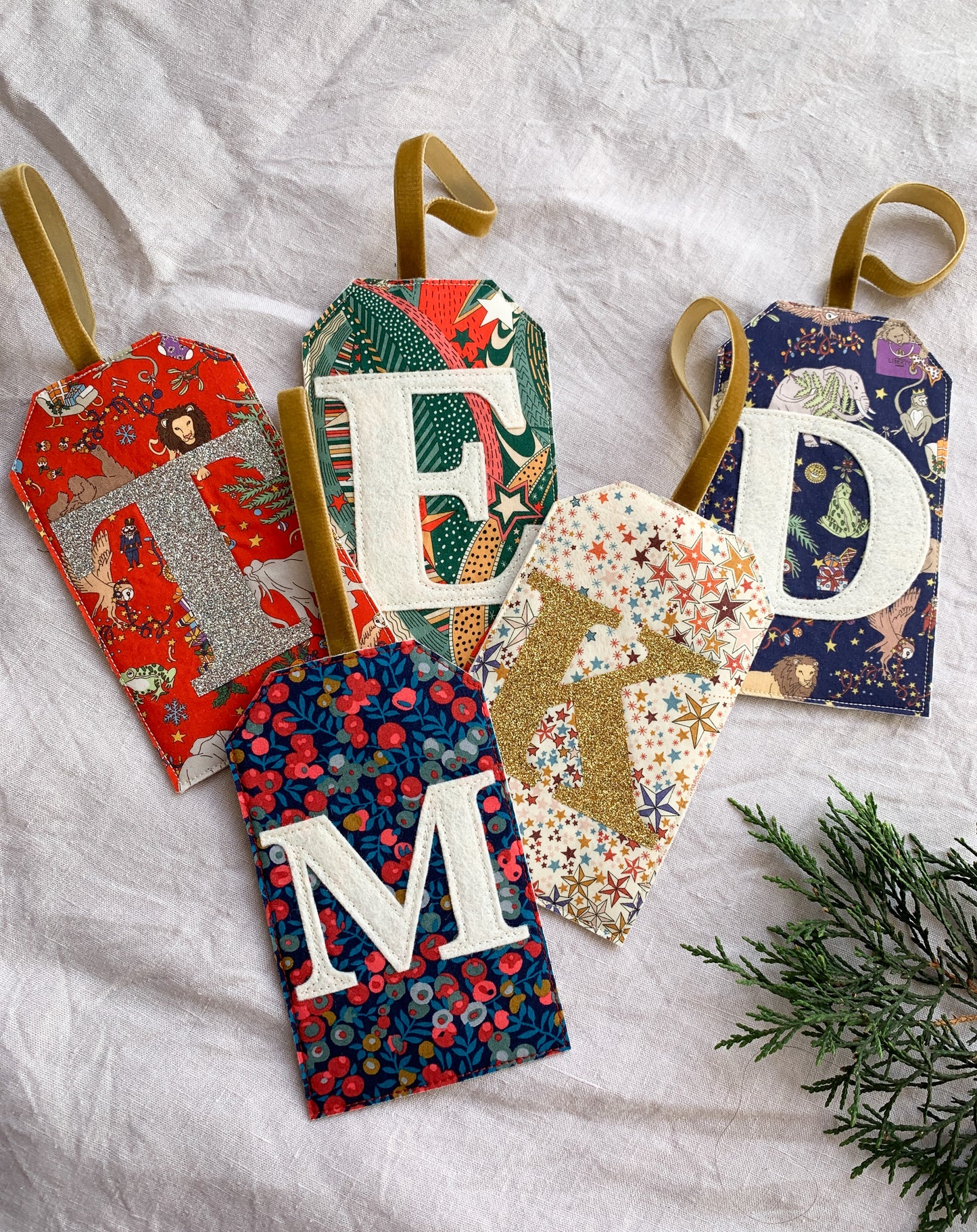 Large Gift Sack Liberty Monogrammed Gift Tag