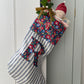 Navy Striped Linen Personalised Christmas Stocking