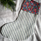 SAMPLE Navy Striped Linen Personalised Christmas Stocking