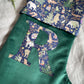 Green Velvet Stocking With Liberty Print Initial