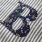 Luxury Christmas Gift Sack in Navy striped linen with navy christmas Liberty Print Letter and tie