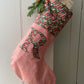 Red Linen Striped Personalised Christmas Stocking