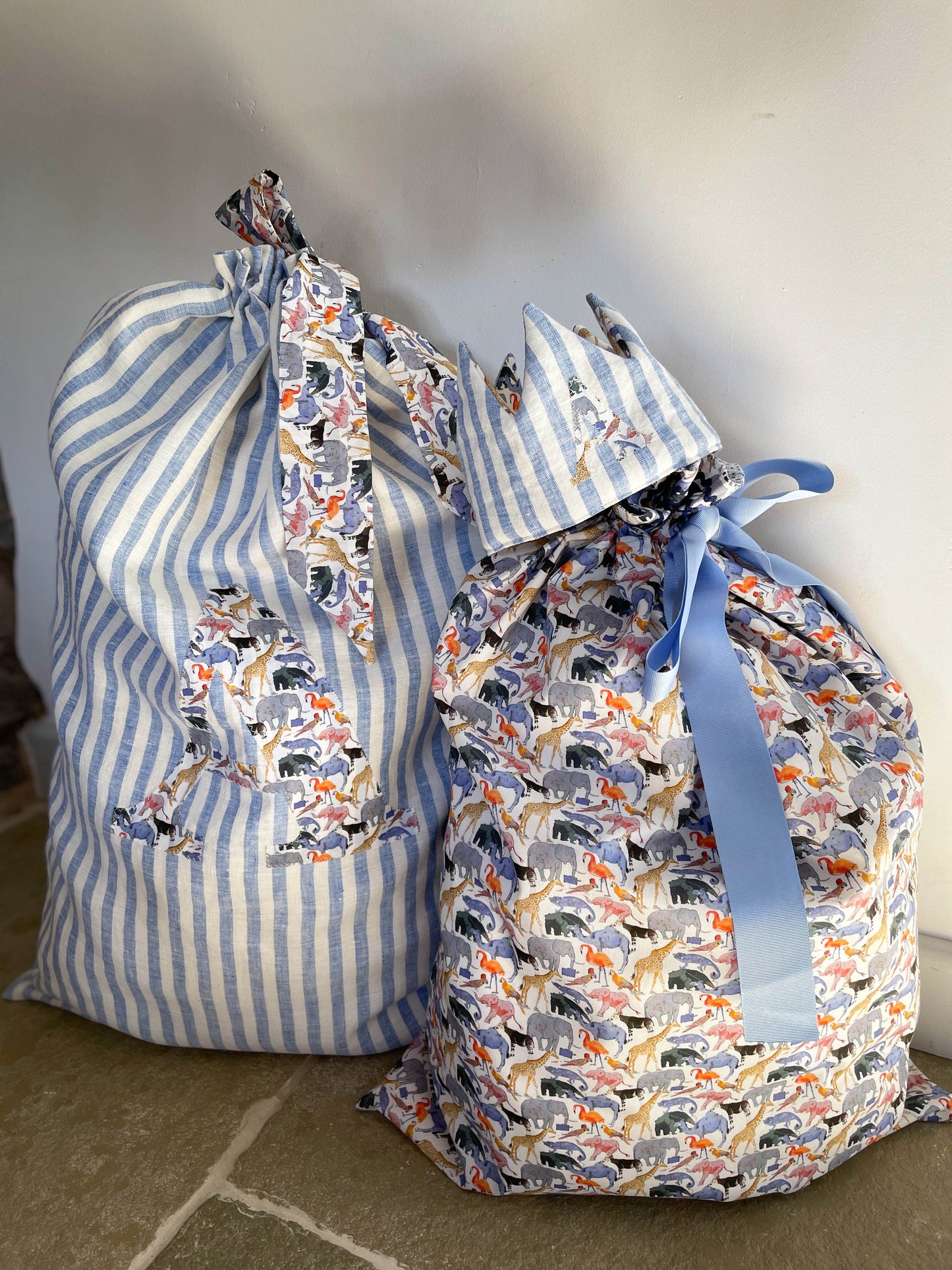 Blue Stripe Linen Birthday Crown