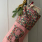 Red Linen Striped Personalised Christmas Stocking