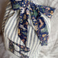 Luxury Christmas Gift Sack in Navy striped linen with navy christmas Liberty Print Letter and tie