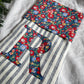 SAMPLE Navy Striped Linen Personalised Christmas Stocking