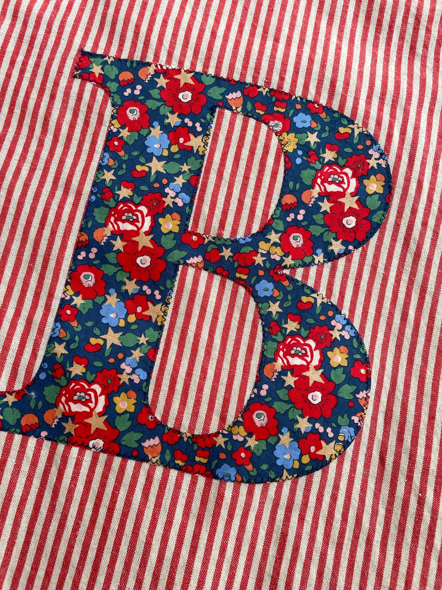 Red Striped Linen Monogrammed Christmas Gift Sack