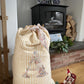 SAMPLE Gold Ivory Stripe Linen Monogrammed Christmas Gift Sack