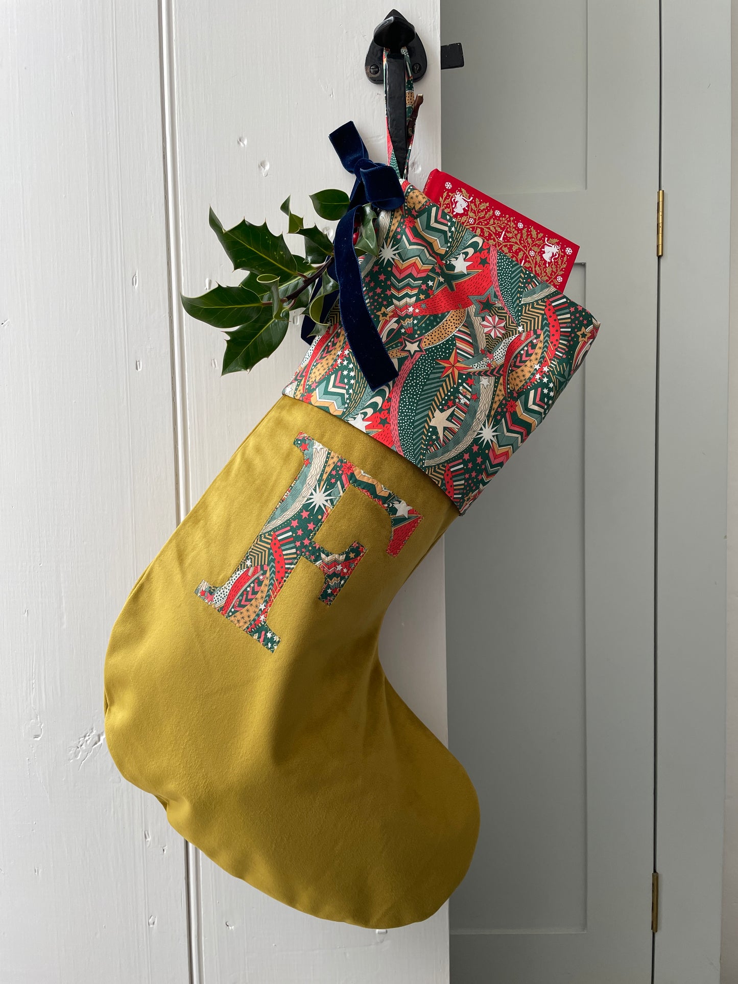 SAMPLE Gold Personalised Velvet Christmas Stocking