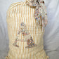 SAMPLE Gold Ivory Stripe Linen Monogrammed Christmas Gift Sack