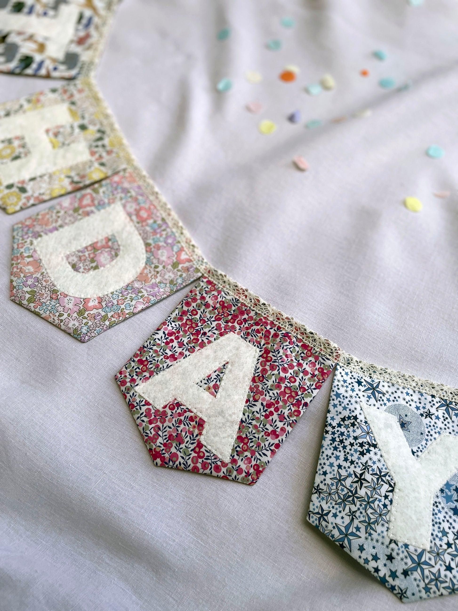Liberty Print Happy Birthday Bunting Close Up