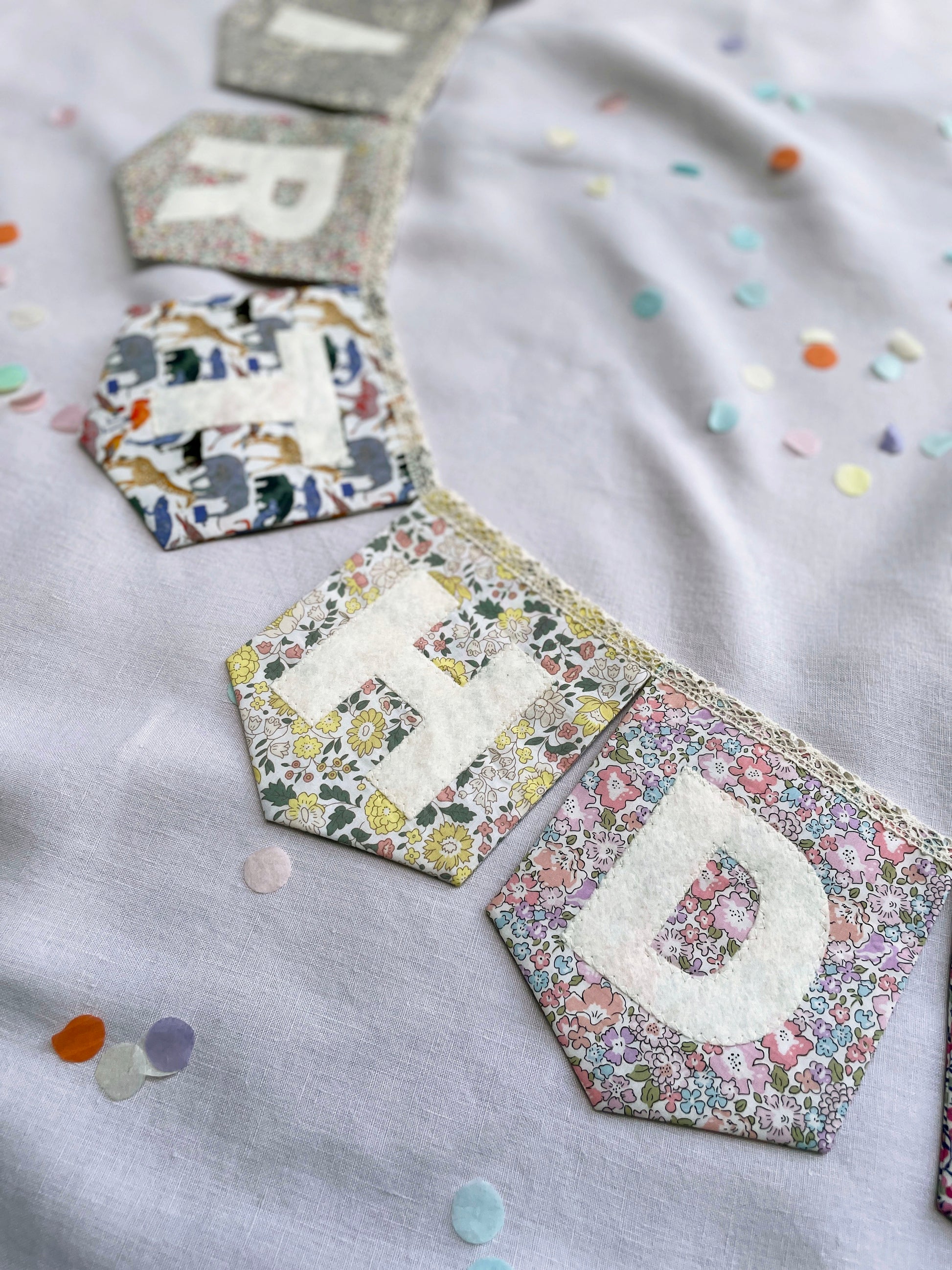 Liberty Print Happy Birthday Bunting Close Up