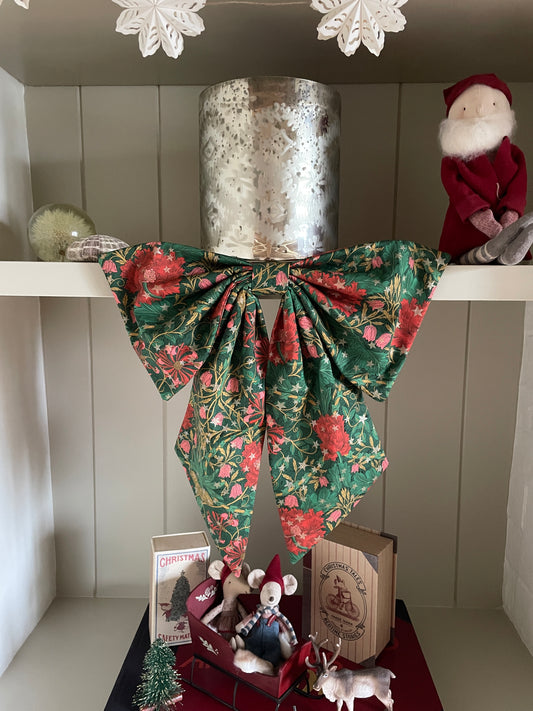 Large oversized Christmas decoration bow in Liberty London March sparkle print