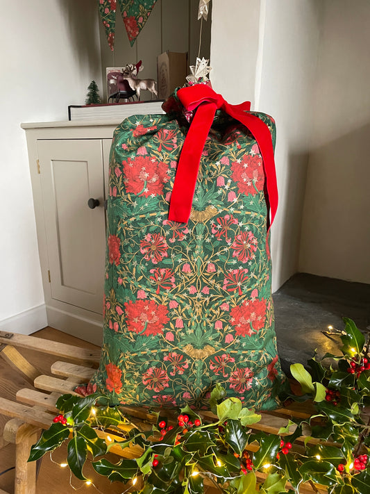 Liberty London March Sparkle Print Gift Bag with Velvet Red Ribbon