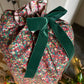 Liberty London Emma Etoile Print Gift Bag with Velvet Green Ribbon Sustainable Giftwrapping Santa Sack