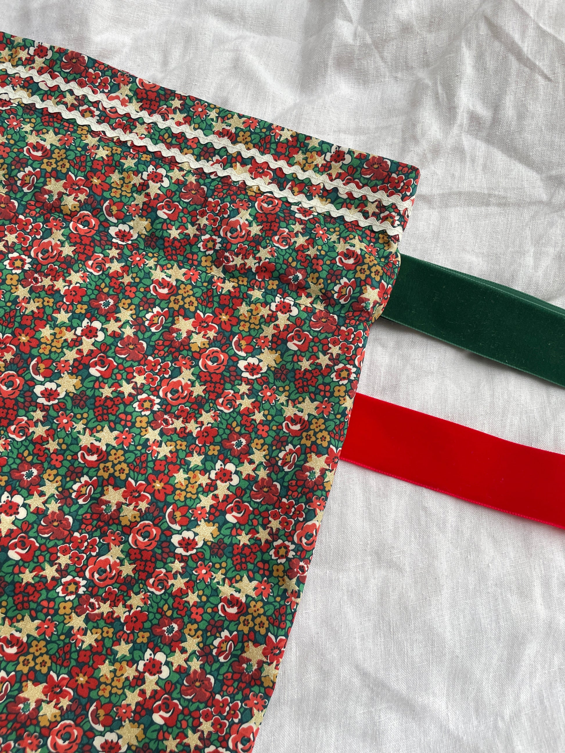 Emma Etoile Gift bag ribbon choices red or green velvet