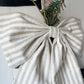 Linen Oversized Christmas Bow Natural Stripe