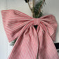 Linen Oversized Christmas Bow Red Stripe