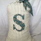 Personalised Natural Striped Linen Christmas Sack with Liberty Print Monogram