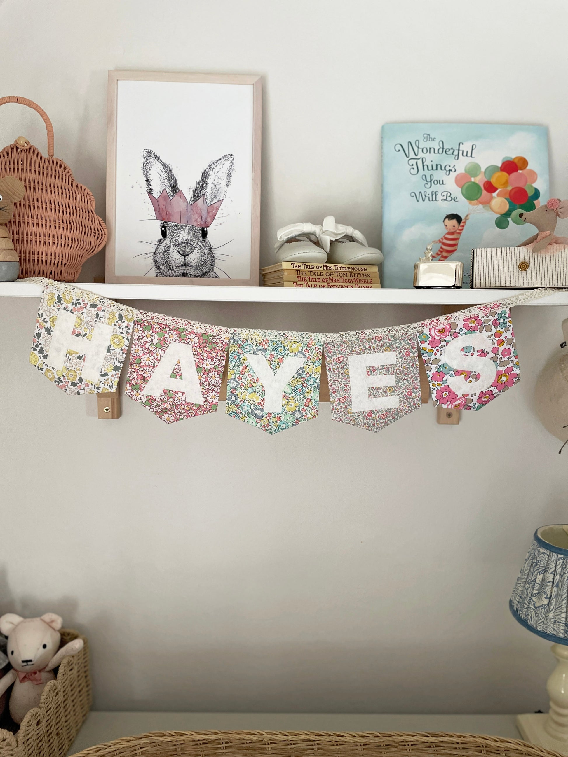 Liberty Print Name Bunting Cottage Style Nursery Decor