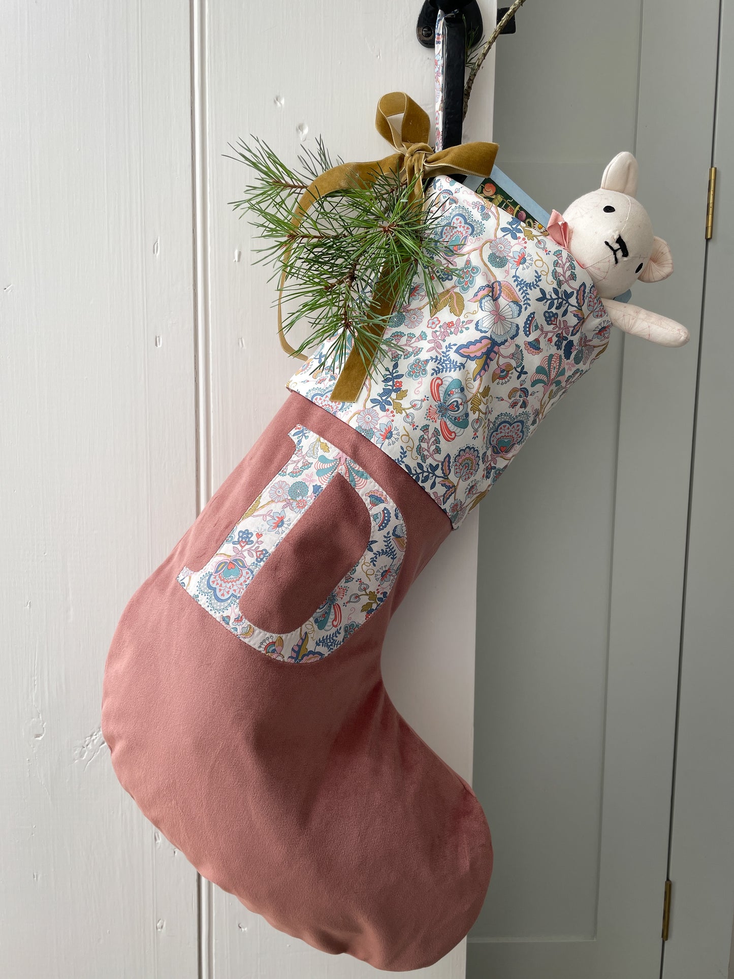 Rose Personalised Velvet Christmas Stocking