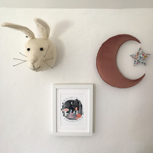 3D Liberty print and Velvet padded Moon and Star Wall Decoration