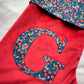 Velvet Stocking with Liberty London Print personalised with initial