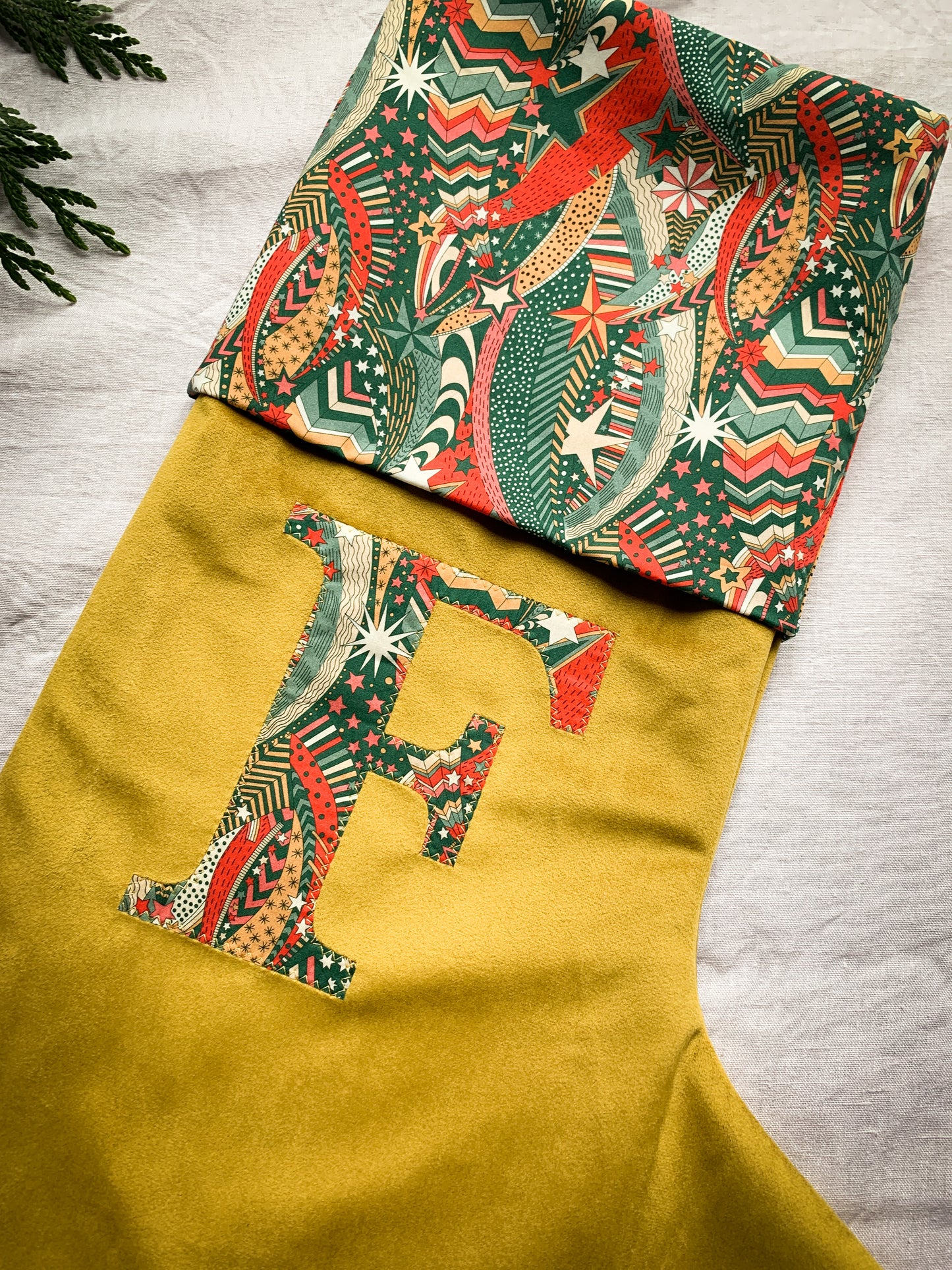 SAMPLE Gold Personalised Velvet Christmas Stocking